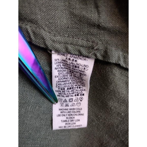 Free People Jacket Womens XS Linen Blend Olive Military Blazer Double Breasted - Picture 9 of 9